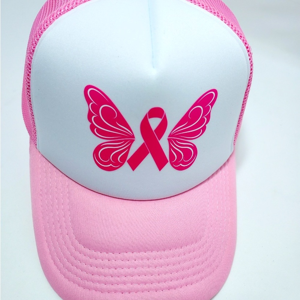 Cancer Hat Cancer Awareness Butterfly Baseball Trucker Hat Adjustable Pink
